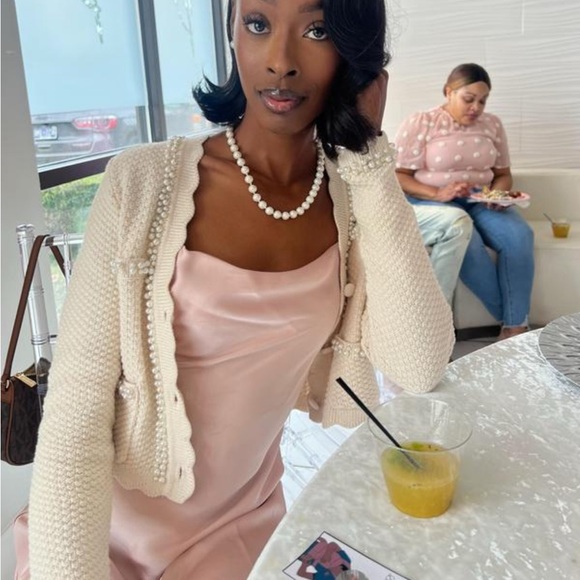 Light Pink Satin Mini Dress - Picture 4 of 7